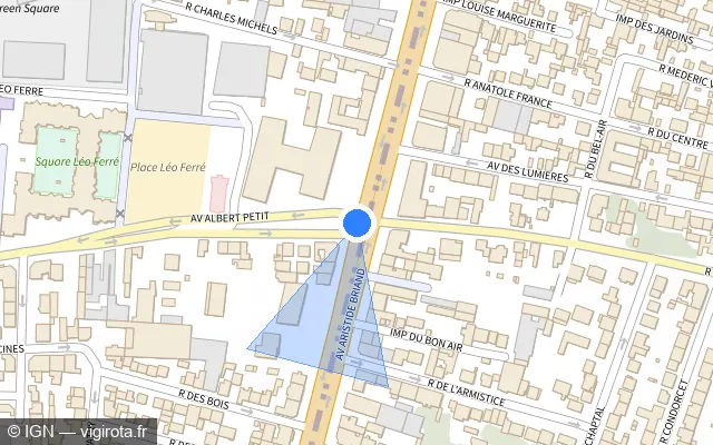 Vue plan de l'emplacement du radar de feu rouge à Cachan