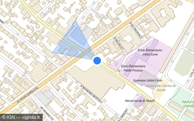 Vue plan de l'emplacement du radar de feu rouge à Drancy