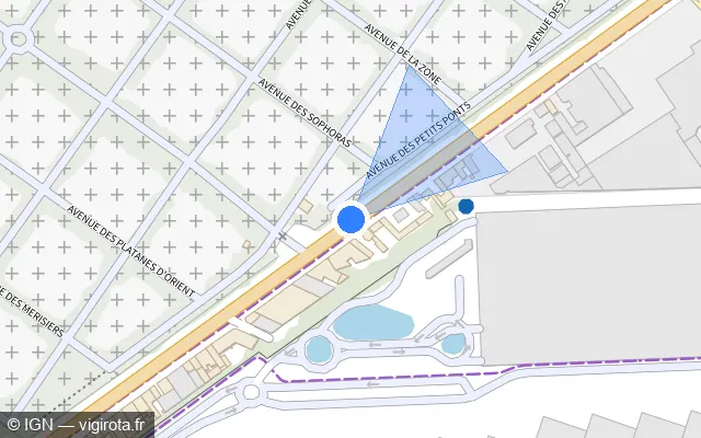 Vue plan de l'emplacement du radar de feu rouge à Pantin