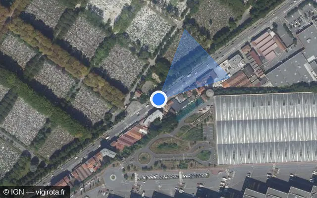 Vue satellite de l'emplacement du radar de feu rouge à Pantin