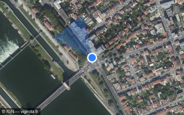 Vue satellite de l'emplacement du radar de feu rouge à Alfortville