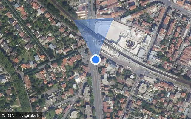 Vue satellite de l'emplacement du radar de feu rouge à Joinville-le-Pont