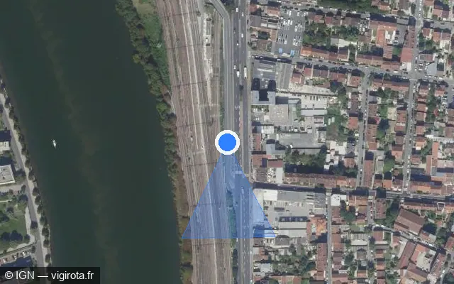 Vue satellite de l'emplacement du radar de feu rouge à Villeneuve-Saint-Georges