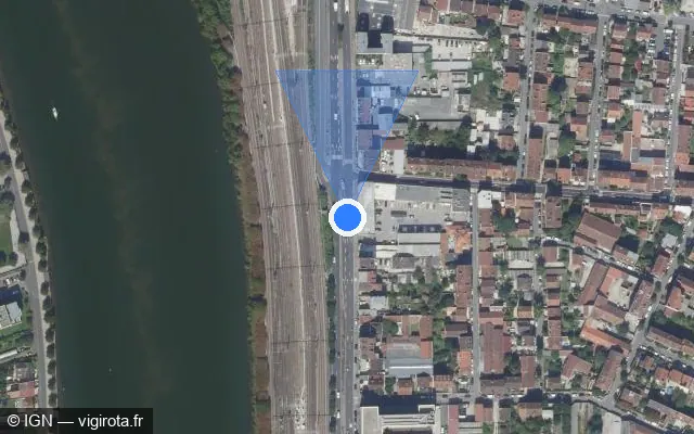 Vue satellite de l'emplacement du radar de feu rouge à Villeneuve-Saint-Georges