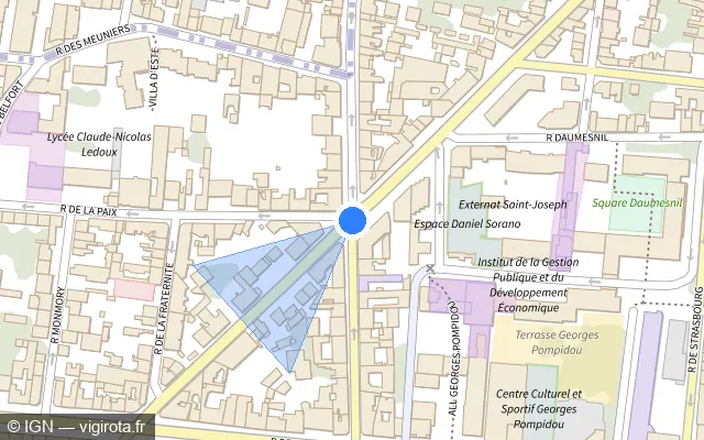Vue plan de l'emplacement du radar de feu rouge à Vincennes