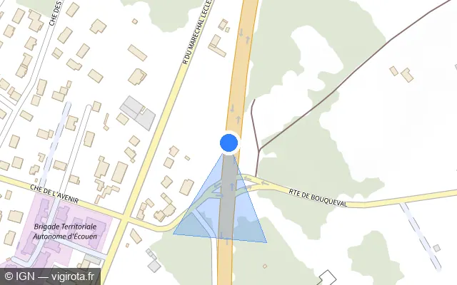 Vue plan de l'emplacement du radar de feu rouge à Écouen