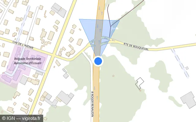 Vue plan de l'emplacement du radar de feu rouge à Écouen