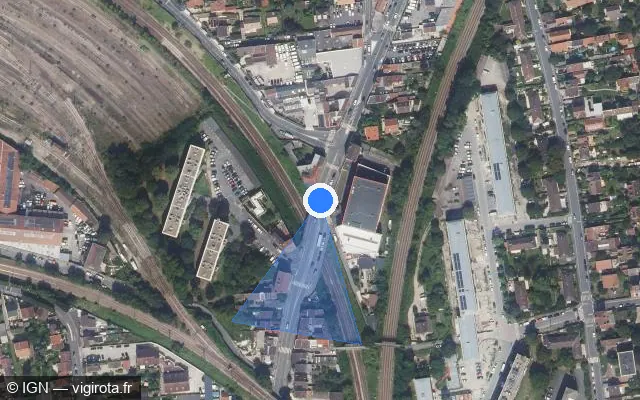 Vue satellite de l'emplacement du radar de feu rouge à Argenteuil