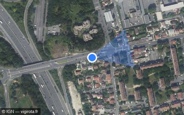 Vue satellite de l'emplacement du radar de feu rouge à Saint-Gratien
