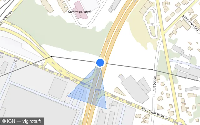 Vue plan de l'emplacement du radar de feu rouge à Éragny-sur-Oise