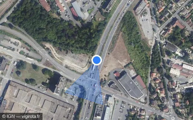 Vue satellite de l'emplacement du radar de feu rouge à Éragny-sur-Oise