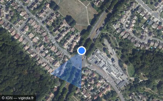 Vue satellite de l'emplacement du radar de feu rouge à Courdimanche