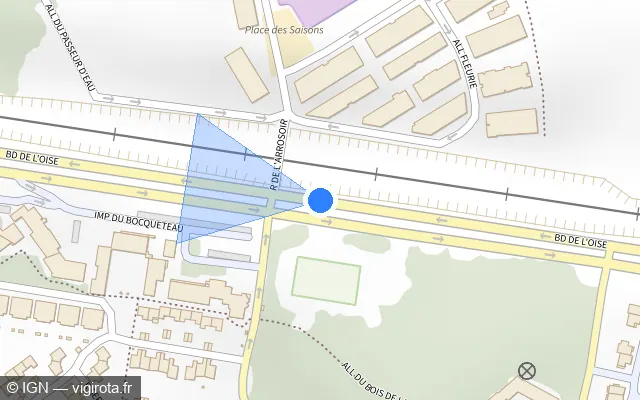Vue plan de l'emplacement du radar de feu rouge à Cergy