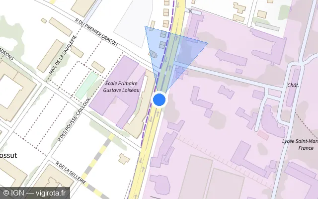Vue plan de l'emplacement du radar de feu rouge à Pontoise