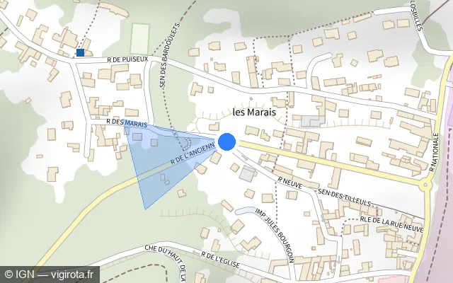 Vue plan de l'emplacement du radar de feu rouge à Vauréal