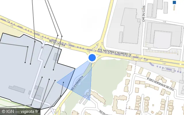 Vue plan de l'emplacement du radar de feu rouge à Puiseux-Pontoise