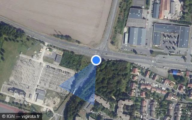 Vue satellite de l'emplacement du radar de feu rouge à Puiseux-Pontoise