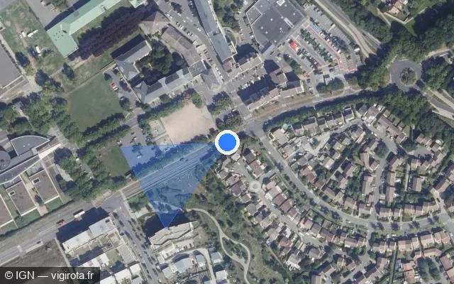 Vue satellite de l'emplacement du radar de feu rouge à Jouy-le-Moutier