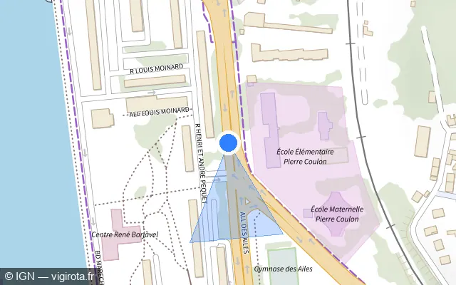 Vue plan de l'emplacement du radar tourelle à Vichy