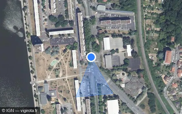 Vue satellite de l'emplacement du radar tourelle à Vichy