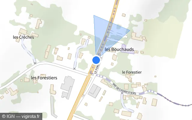 Vue plan de l'emplacement du radar tourelle à Charmeil