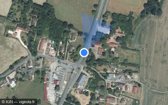 Vue satellite de l'emplacement du radar tourelle à Charmeil