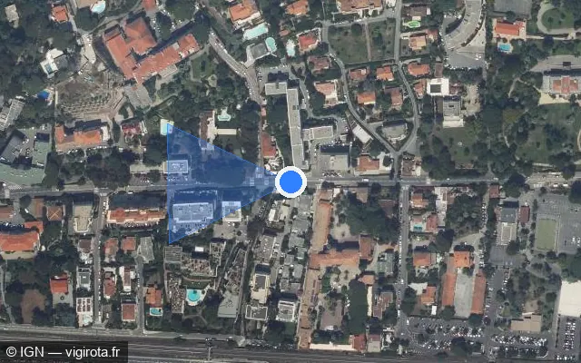 Vue satellite de l'emplacement du radar de feu rouge à Cannes