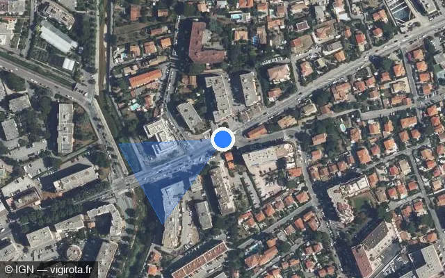 Vue satellite de l'emplacement du radar de feu rouge à Cagnes-sur-Mer