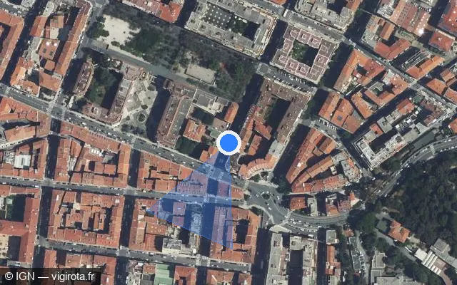 Vue satellite de l'emplacement du radar de feu rouge à Nice