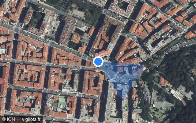 Vue satellite de l'emplacement du radar de feu rouge à Nice