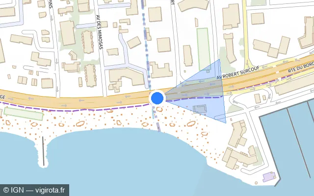 Vue plan de l'emplacement du radar de feu rouge à Cagnes-sur-Mer