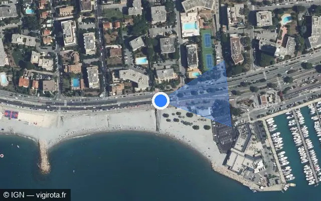 Vue satellite de l'emplacement du radar de feu rouge à Cagnes-sur-Mer