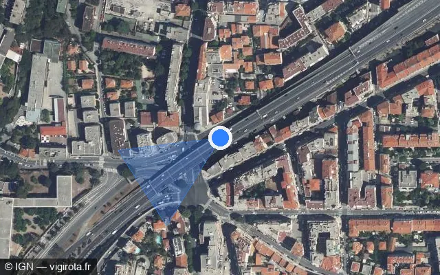 Vue satellite de l'emplacement du radar de feu rouge à Nice