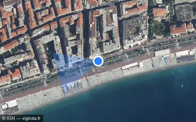 Vue satellite de l'emplacement du radar tourelle à Nice