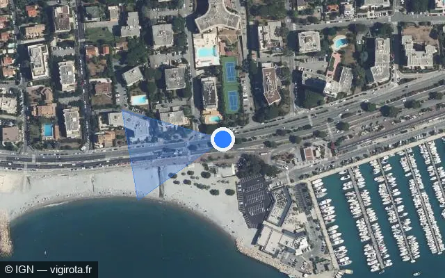 Vue satellite de l'emplacement du radar tourelle à Cagnes-sur-Mer