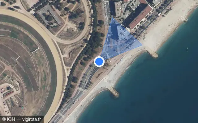 Vue satellite de l'emplacement du radar tourelle à Cagnes-sur-Mer