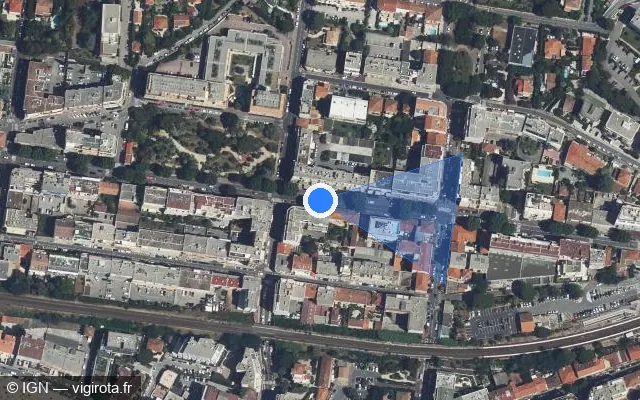 Vue satellite de l'emplacement du radar tourelle à Antibes