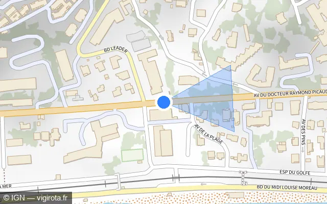 Vue plan de l'emplacement du radar tourelle à Cannes