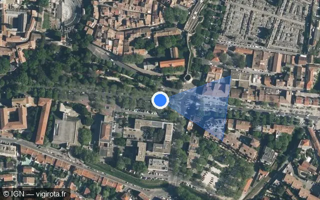 Vue satellite de l'emplacement du radar de feu rouge à Fourques