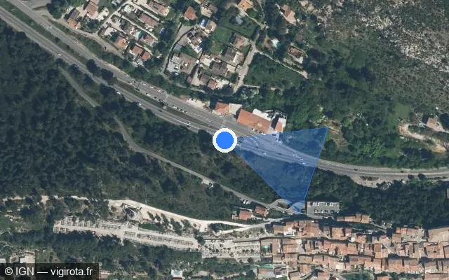Vue satellite de l'emplacement du radar de feu rouge à Les Pennes-Mirabeau