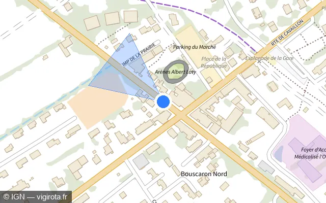 Vue plan de l'emplacement du radar de feu rouge à Plan-d'Orgon