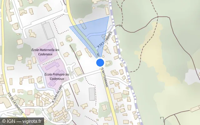 Vue plan de l'emplacement du radar de feu rouge à Les Pennes-Mirabeau