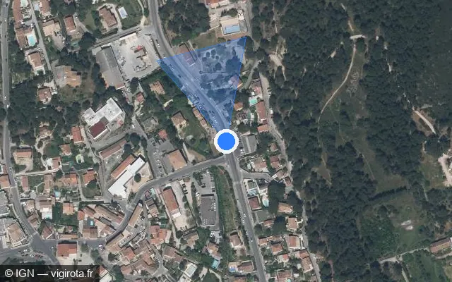 Vue satellite de l'emplacement du radar de feu rouge à Les Pennes-Mirabeau