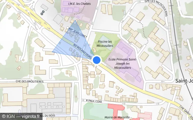 Vue plan de l'emplacement du radar tourelle à Septèmes-les-Vallons