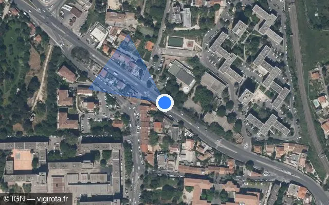 Vue satellite de l'emplacement du radar tourelle à Septèmes-les-Vallons