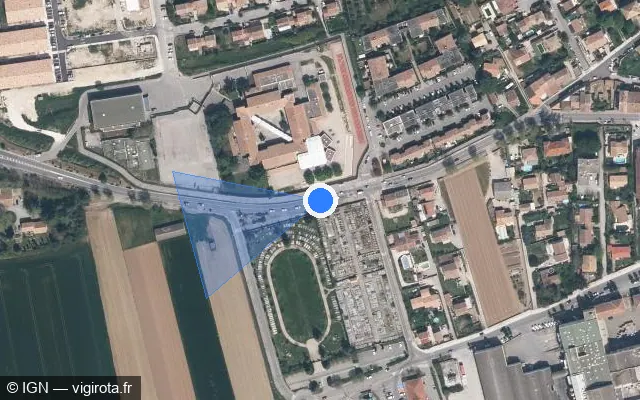 Vue satellite de l'emplacement du radar tourelle à Peyrolles-en-Provence