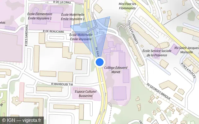 Vue plan de l'emplacement du radar tourelle à Marseille