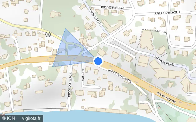 Vue plan de l'emplacement du radar tourelle à La Ciotat