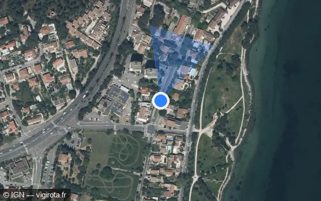 Vue satellite de l'emplacement du radar tourelle à Martigues