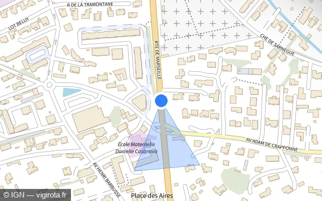 Vue plan de l'emplacement du radar tourelle à Saint-Chamas
